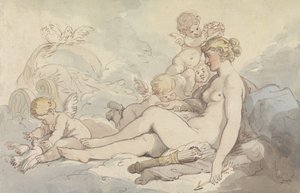 Venus gekroond door Cupido door Thomas Rowlandson